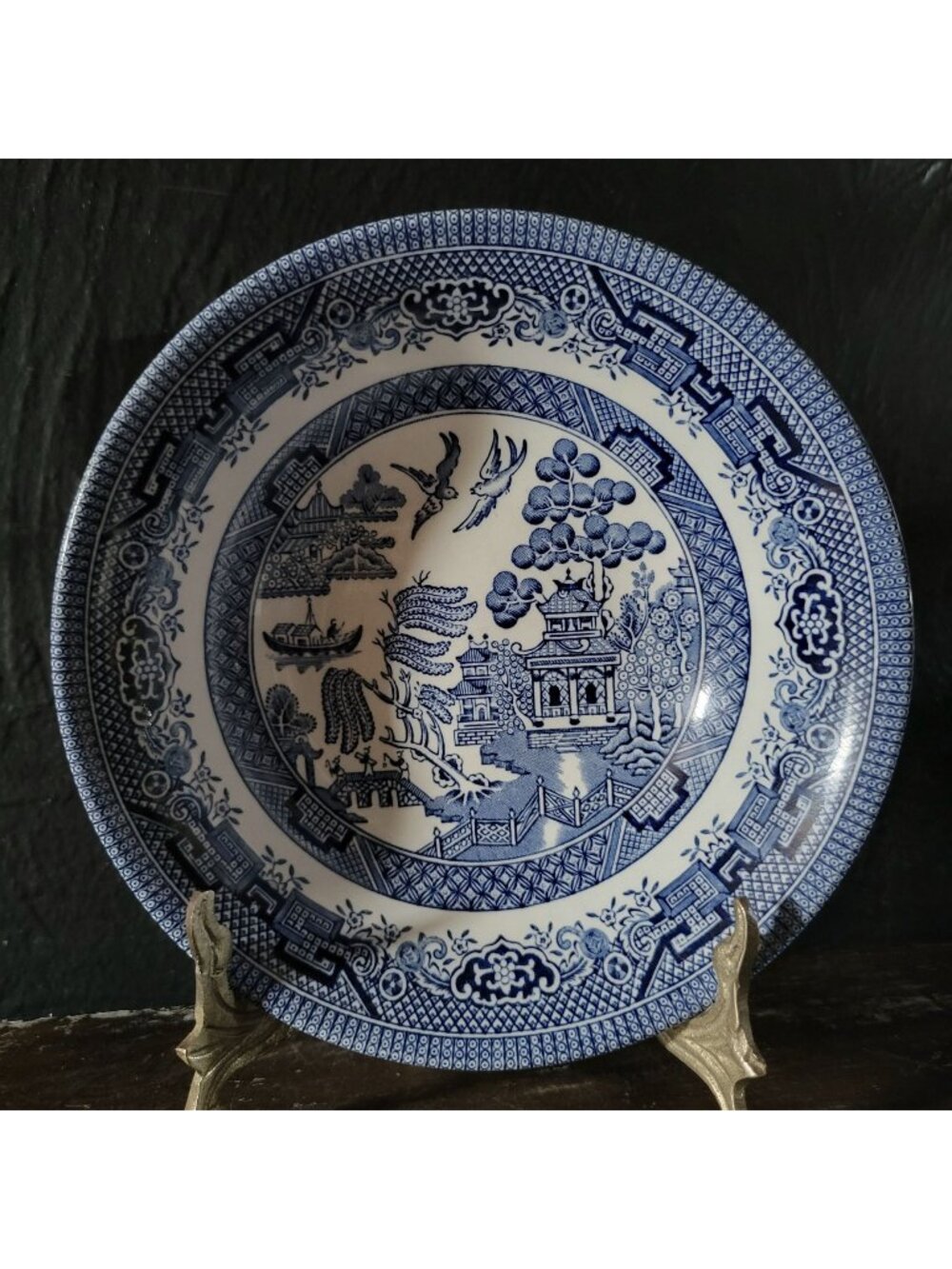 Churchill Blue Willow Coupe Cereal Bowl, Blue and White Grandmillennial 6" Light